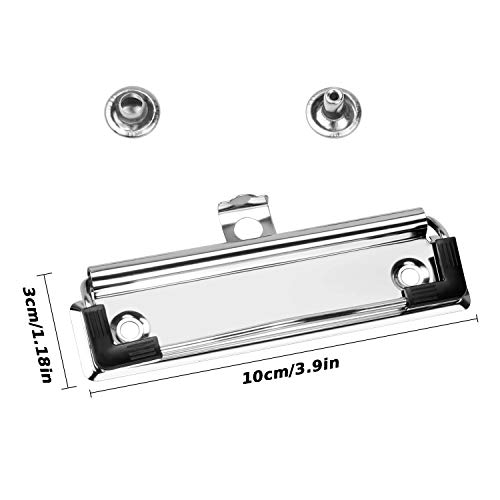 Meetory 15 Pack Clipboard Clips 3.94" Mountable Stainless Metal Clipboards Hardware with Rubber Grip and Hanging Hole(Included 30 Piece Rivets) - Image 2