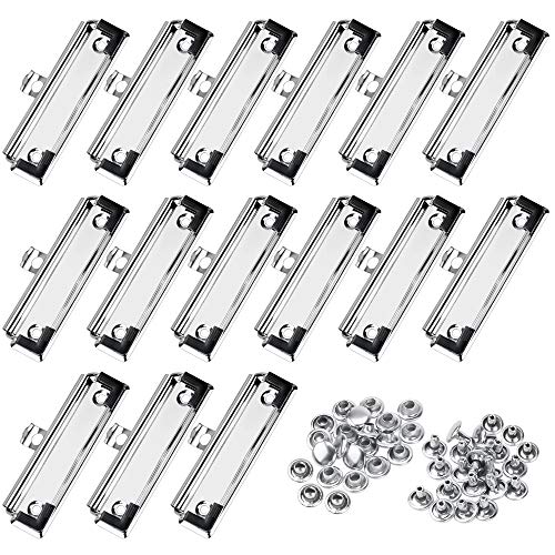 Meetory 15 Pack Clipboard Clips 3.94" Mountable Stainless Metal Clipboards Hardware with Rubber Grip and Hanging Hole(Included 30 Piece Rivets) - Image 1