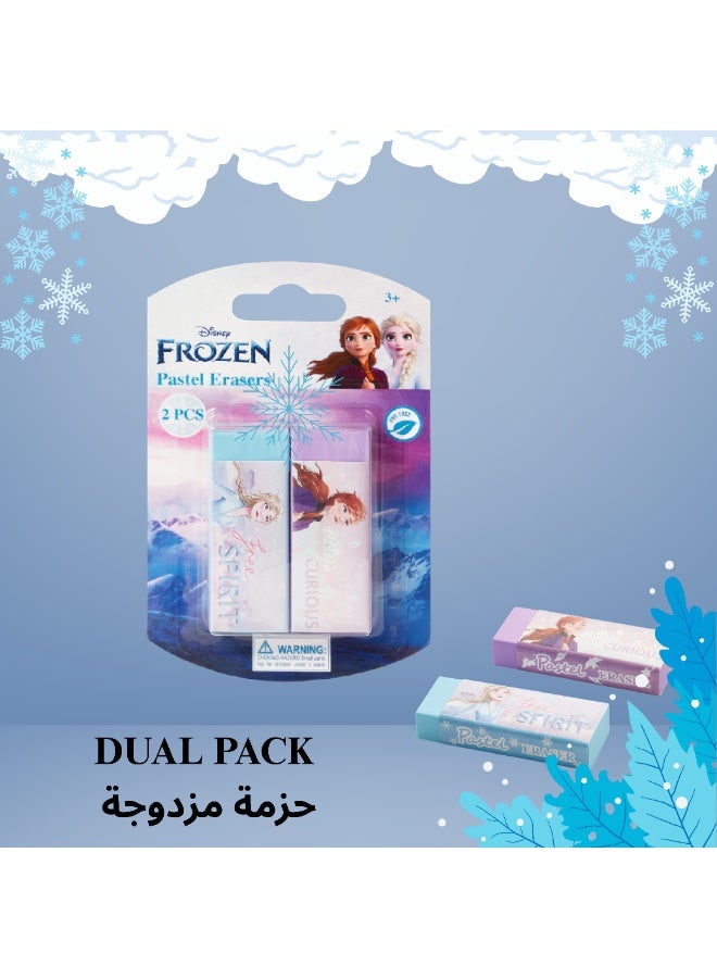 ديزني فروزن مجموعة ممحاة Frozen 2 بألوان الباستيل متعددة - خالية من مادة PVC، خالية من الغبار، فائقة النظافة، ممحاة ناعمة باللون الوردي الباستيل والأرجواني - غير سامة، بتصميم إلسا وآنا - مجموعة من 5 عبوات (10 ممحاة إجمالاً) - Image 3