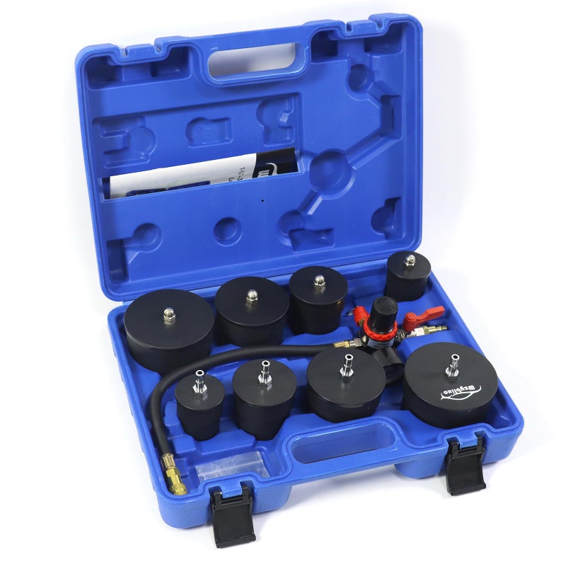 Wzyblixo Turbo System Leakage Tester Kit, Turbo Pressure Leakage Tester for Cooling Emissions Exhaust Pipes, 9-Piece Turbo Boost Leak Tester Set with Stepped Adapters 1-3/8" to 3-1/2" - Image 1