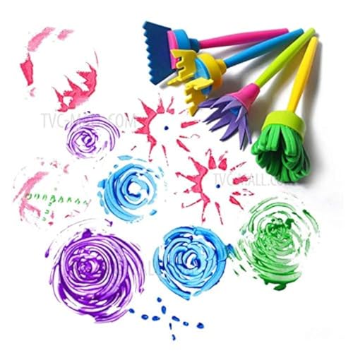 DEZIINE� 4 pcs DIY Mophead Sponge Paint Brush Set for Early Learning Kids - Image 1