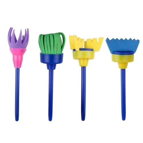 DEZIINE� 4 pcs DIY Mophead Sponge Paint Brush Set for Early Learning Kids - Image 3