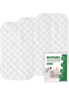 Moonsea Moonsea Waterproof Changing Pad Liner White with Non-Slip Back, Bamboo Terry Surface, 3 Pack Extra Thick Large Size 14"x 27" Baby Changing Mat White Washable, Reusable Changing Mats Protector  - Image 1