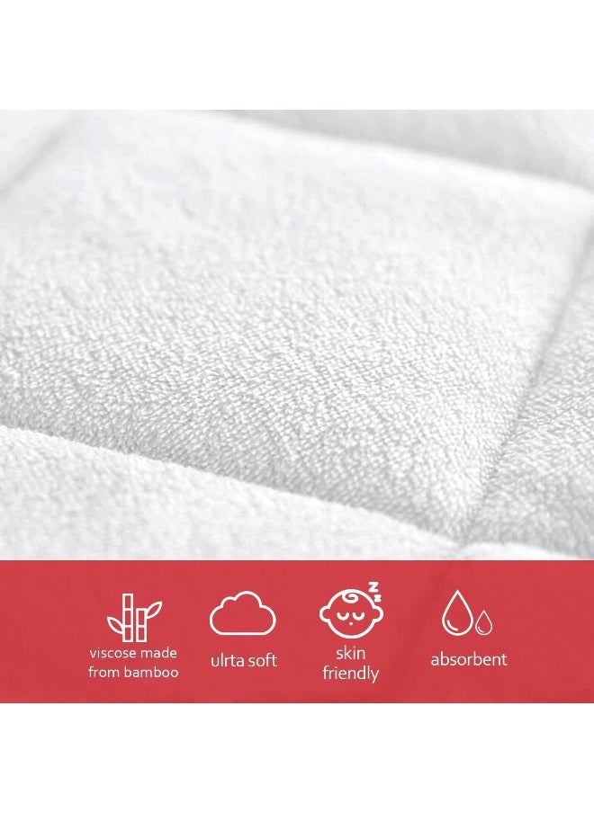 Moonsea Moonsea Waterproof Changing Pad Liner White with Non-Slip Back, Bamboo Terry Surface, 3 Pack Extra Thick Large Size 14"x 27" Baby Changing Mat White Washable, Reusable Changing Mats Protector  - Image 4