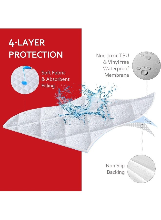 Moonsea Moonsea Waterproof Changing Pad Liner White with Non-Slip Back, Bamboo Terry Surface, 3 Pack Extra Thick Large Size 14"x 27" Baby Changing Mat White Washable, Reusable Changing Mats Protector  - Image 5