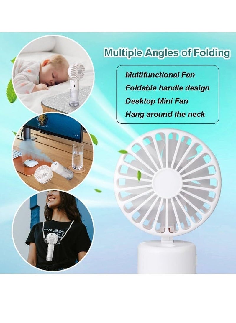Handheld Fan, Rechargeable Misting Hand Fan, Multi-purpose for Portable Mini Mister Fan, 4 Speeds  20ml Spray  90° Foldable USB Personal Water Fan for Travel Office Outdoor (White) - Image 2