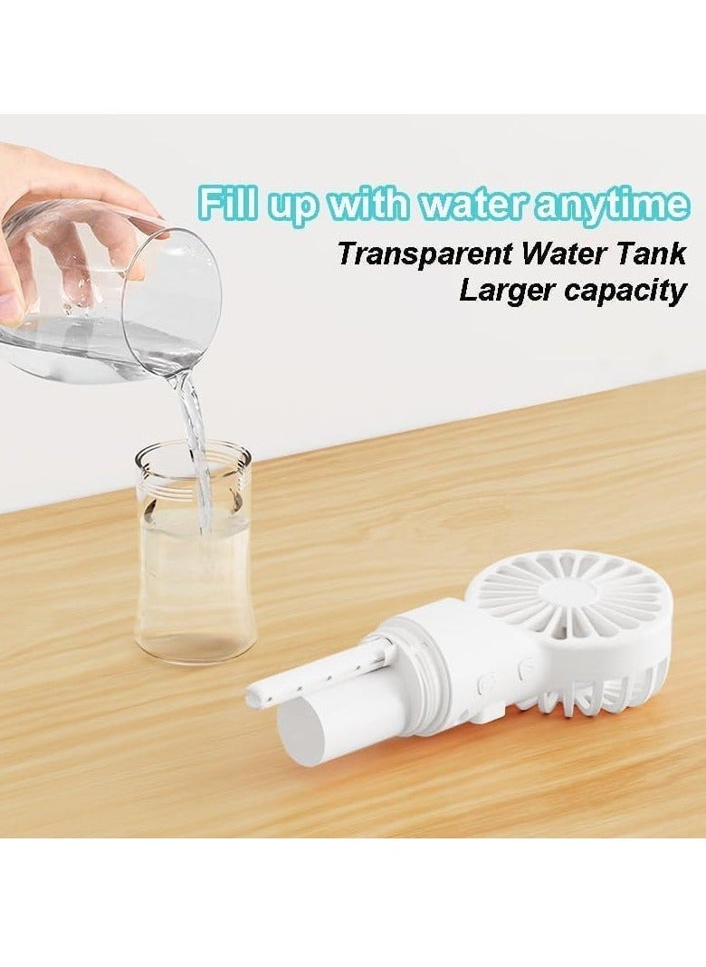 Handheld Fan, Rechargeable Misting Hand Fan, Multi-purpose for Portable Mini Mister Fan, 4 Speeds  20ml Spray  90° Foldable USB Personal Water Fan for Travel Office Outdoor (White) - Image 5
