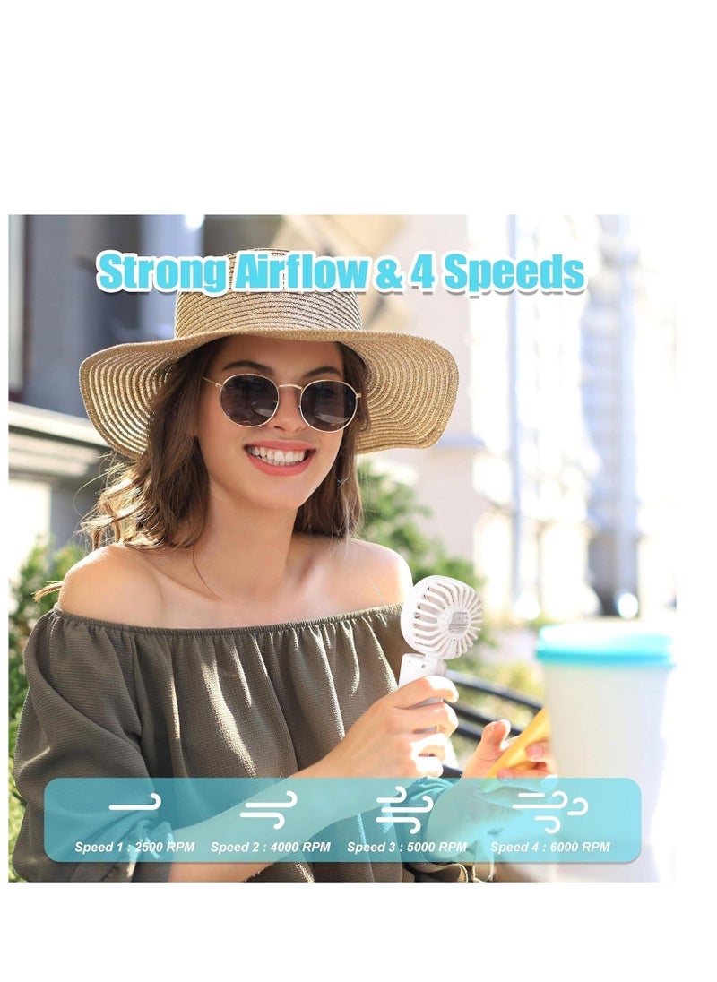 Handheld Fan, Rechargeable Misting Hand Fan, Multi-purpose for Portable Mini Mister Fan, 4 Speeds  20ml Spray  90° Foldable USB Personal Water Fan for Travel Office Outdoor (White) - Image 4