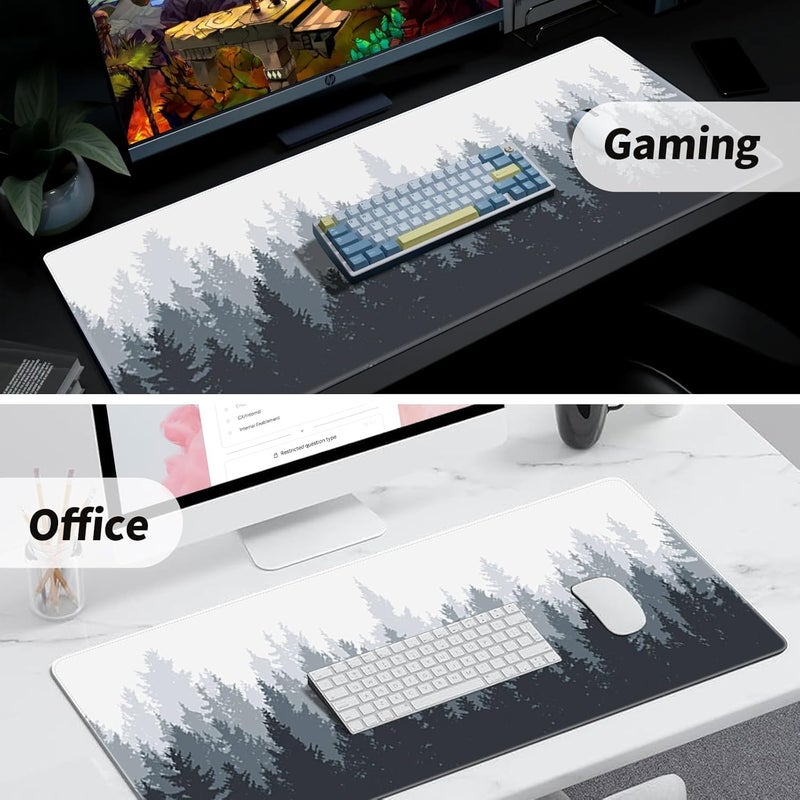 Sumkyle Gaming Mouse Pad Large Mouse Pad With Stitched Edges，Anti-Skid Mouse Mat Desk Mat Extended Mousepad Keyboard Mouse Pads For Office(800*300*3Mm)(White) - Image 5
