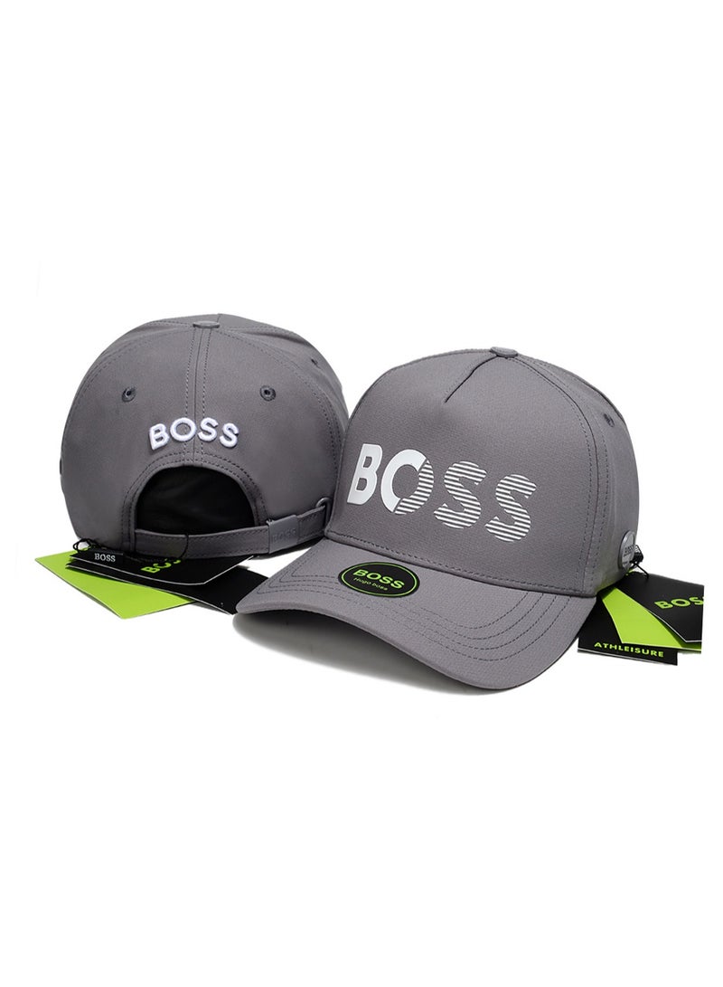 BOSS Grey Baseball Cap with Stylized White Logo