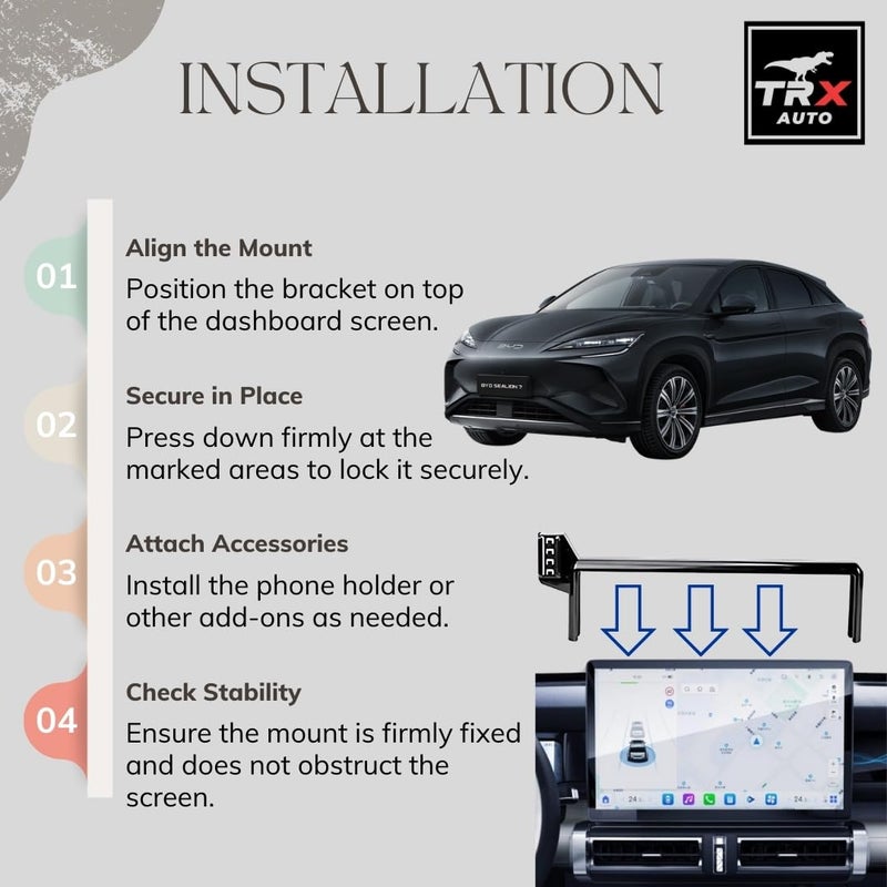 TRX AUTO Phone Holder for BYD 15.6 Inch Screen | Compatible with BYD Seal EV, Seal 07 DMi, Sealion 7, Han Platinum, Song Plus Premium | BYD Car Accessories - Image 2