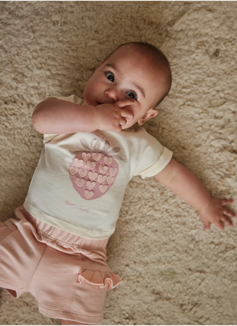 Dirkje Dirkje girls Embellished Top and Ruffle Pocket Shorts Set