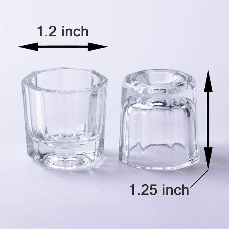 NAILWIND Dappen Dish Cups for Nail Art Acrylic Liquid - Clear Glass Nail Monomer Liquid Bowl Dampen Dish Powder Holder, Acrylic Glass Jar for Nails (pack of 2) - Image 5