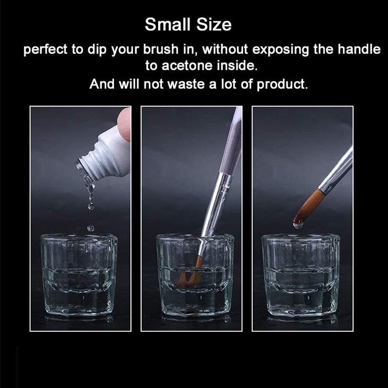 NAILWIND Dappen Dish Cups for Nail Art Acrylic Liquid - Clear Glass Nail Monomer Liquid Bowl Dampen Dish Powder Holder, Acrylic Glass Jar for Nails (pack of 2) - Image 4