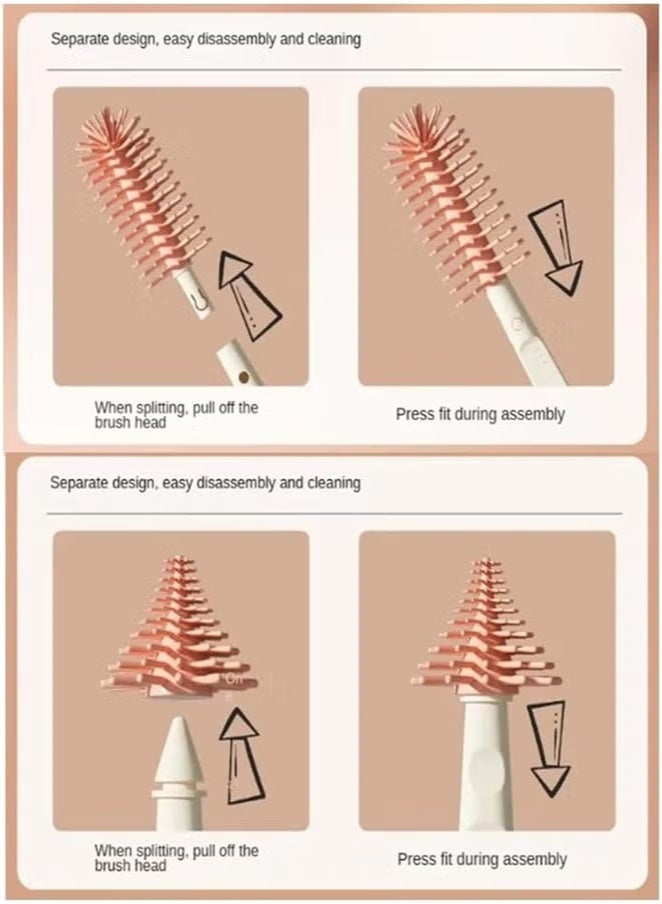 PINKSAMA 6 in 1 Bottle Cleaning Brush Set, Travel Baby Bottle Brush Cleaner Set with Silicone Bottle Brush Nipple Cleaner Brush Straw Brush Soap Dispenser Storage Box Bottle Drying Rack - Image 4