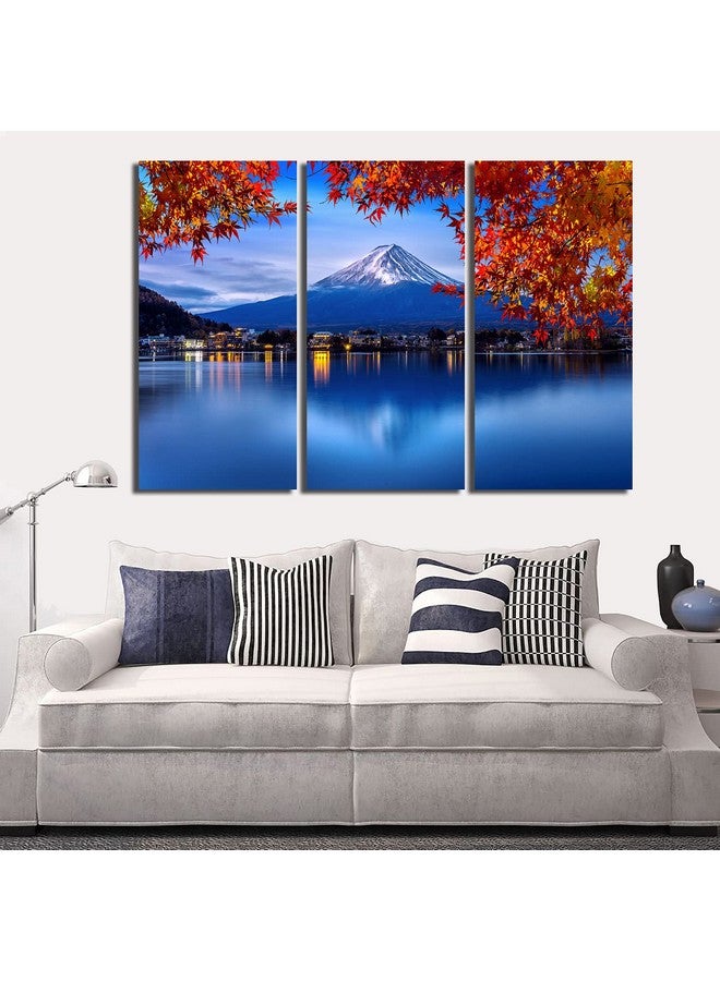 BP Design Solution Mountain Sun Board and Vinyl Frame Wall Painting (24x36 inch in Three Part, Each Part 12x24, Multicolour) - Image 1