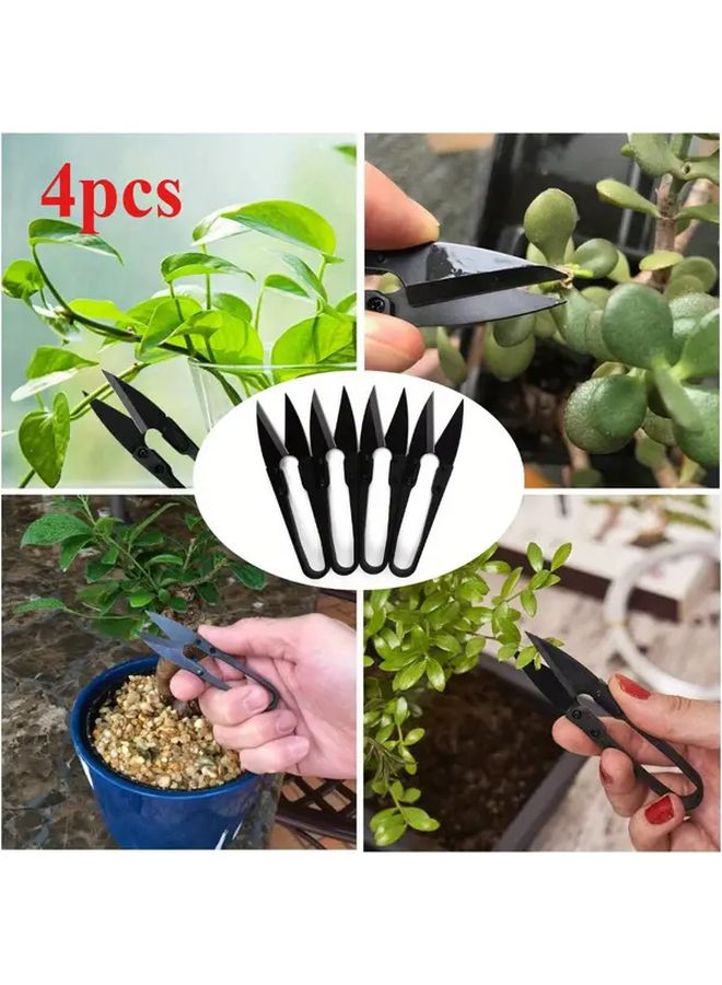 4pcs Black Garden Shears Bonsai Pruning Shears Plant Trimmers Gardening Clippers - Image 1