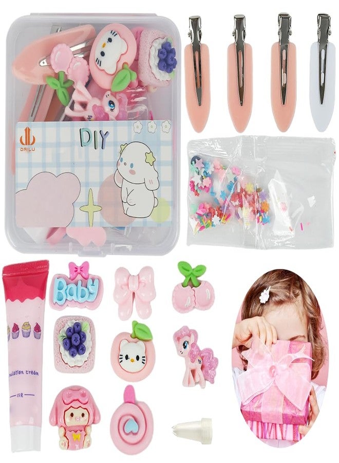 PATPAT® DIY Pink Squishy Hair Clips Making Kit, Cream Gel Glue DIY Hair Accessories - Cartoon Cute Clips for Girls with Hairclips, 15ml Cream Gel Glue Piping Nozzle Perfect for Girls' Parties - Image 1