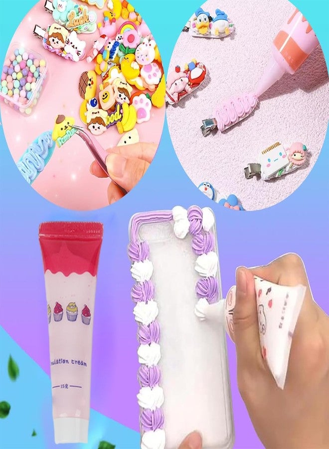 PATPAT® DIY Pink Squishy Hair Clips Making Kit, Cream Gel Glue DIY Hair Accessories - Cartoon Cute Clips for Girls with Hairclips, 15ml Cream Gel Glue Piping Nozzle Perfect for Girls' Parties - Image 3