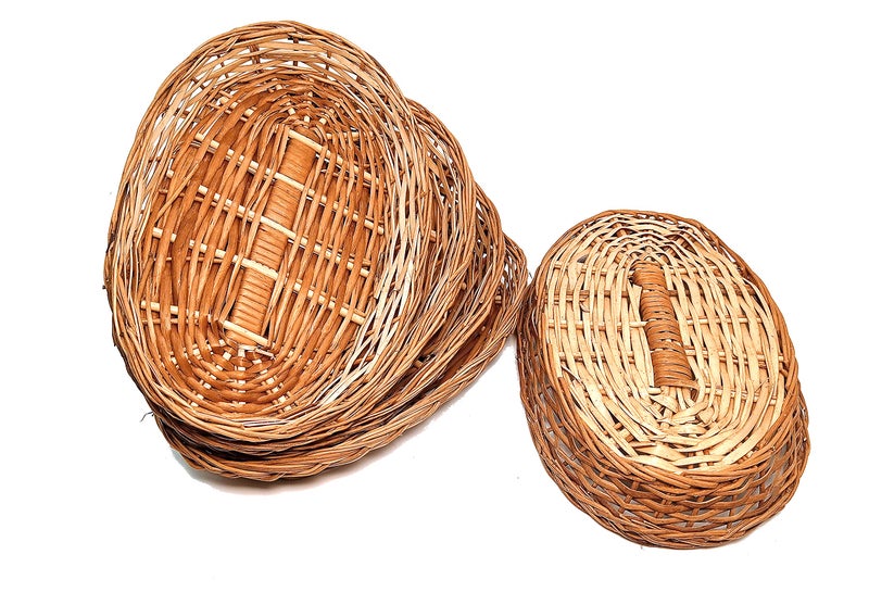 PRANSUNITA Oval Kashmir Wooden Heavy Duty Willow Basket for Gift & Wedding Packaging, Size 10 x 7 x 1.5 inch, Pack of 5 pcs - Image 5