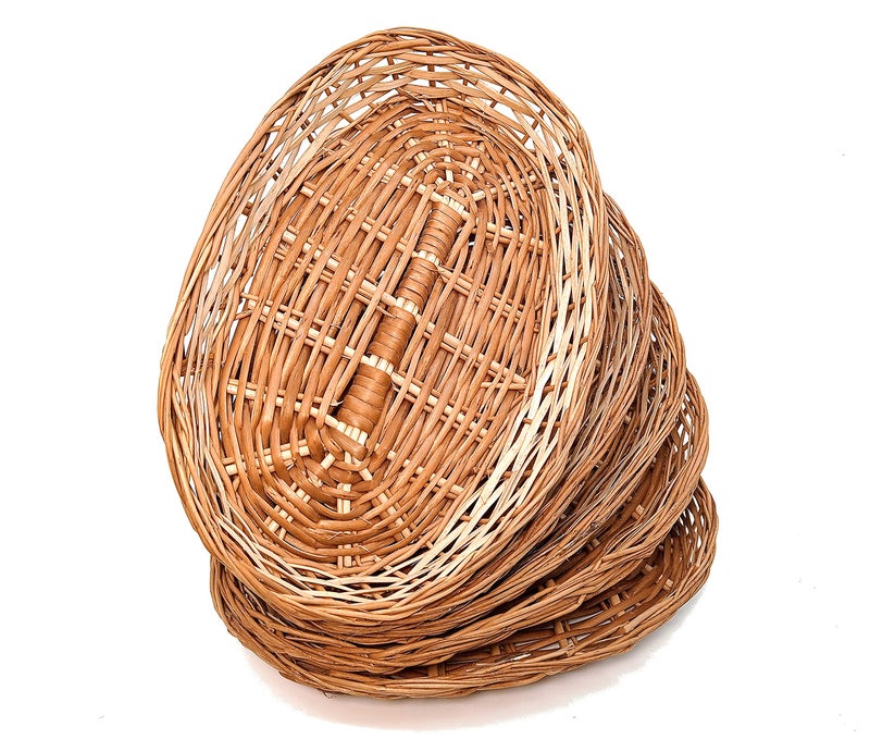 PRANSUNITA Oval Kashmir Wooden Heavy Duty Willow Basket for Gift & Wedding Packaging, Size 10 x 7 x 1.5 inch, Pack of 5 pcs - Image 3