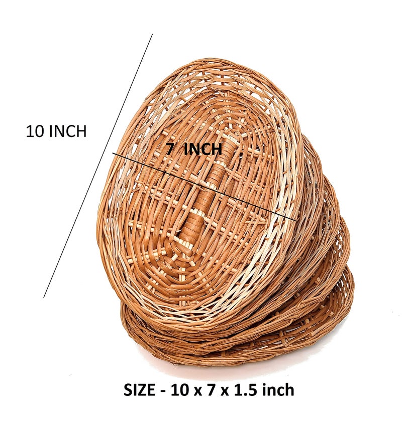 PRANSUNITA Oval Kashmir Wooden Heavy Duty Willow Basket for Gift & Wedding Packaging, Size 10 x 7 x 1.5 inch, Pack of 5 pcs - Image 2