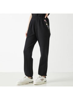 2Xtremz 2Xtremz Floral Embellished Joggers with Elasticised Waistband and Pockets  - Image 1