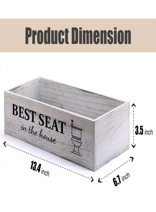 CuffUp Bathroom Decor Box, Toilet Paper Basket With 2 Sides Signs, Farmhouse Tank Topper, Rustic Home Decor for Livingroom Kitchen (One Whitewashed Box) - Image 4