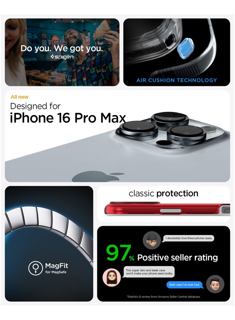 Spigen Classic C1 MagFit for iPhone 16 Pro MAX Case Cover with MagSafe & Extreme Protection Tech - Ruby - Image 2