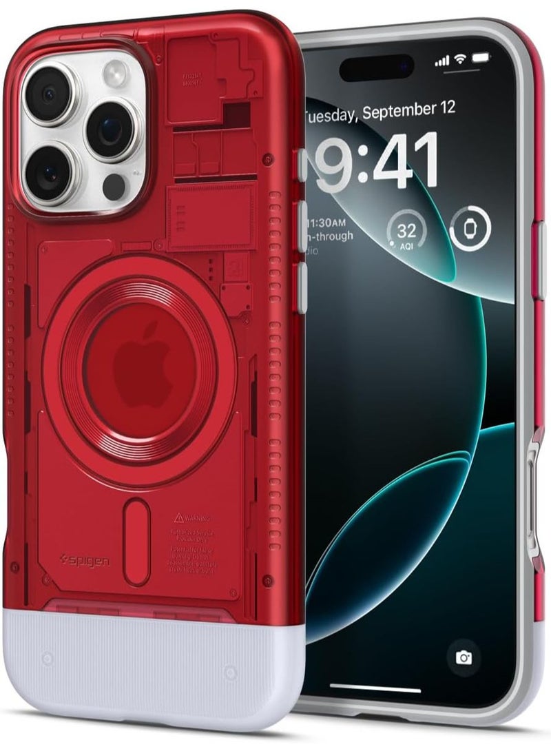 Spigen Classic C1 MagFit for iPhone 16 Pro MAX Case Cover with MagSafe & Extreme Protection Tech - Ruby - Image 1
