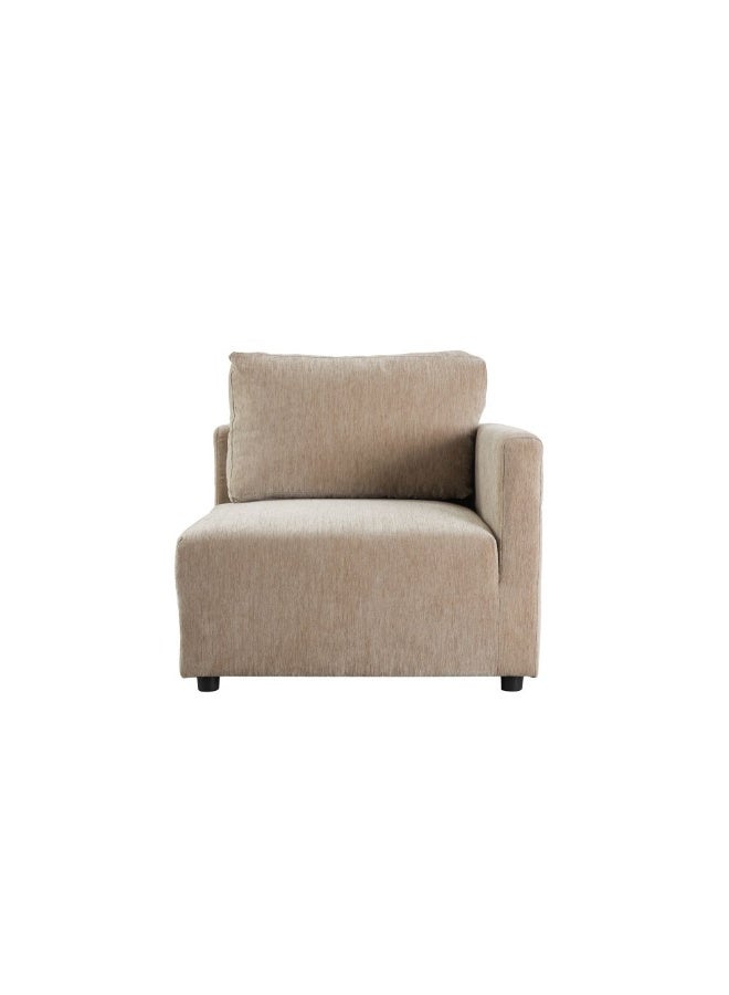 Benjo 1 Seater Right Arm Fabric Modular Sofa | Modern Design Single Seater Chair | Comfortable Living Room Furniture L92xW92xH90cm - Champange
