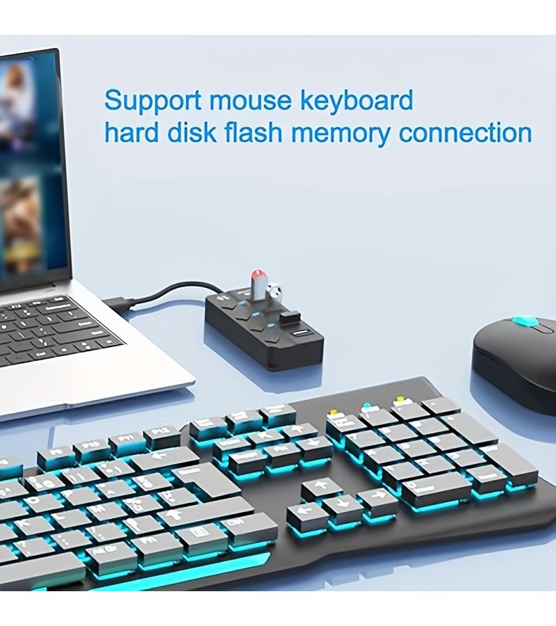 محطة توسعة USB مع 4 منافذ USB 3.0 لتقسيمها لأجهزة الكمبيوتر المحمولة والمكتبية - Image 1