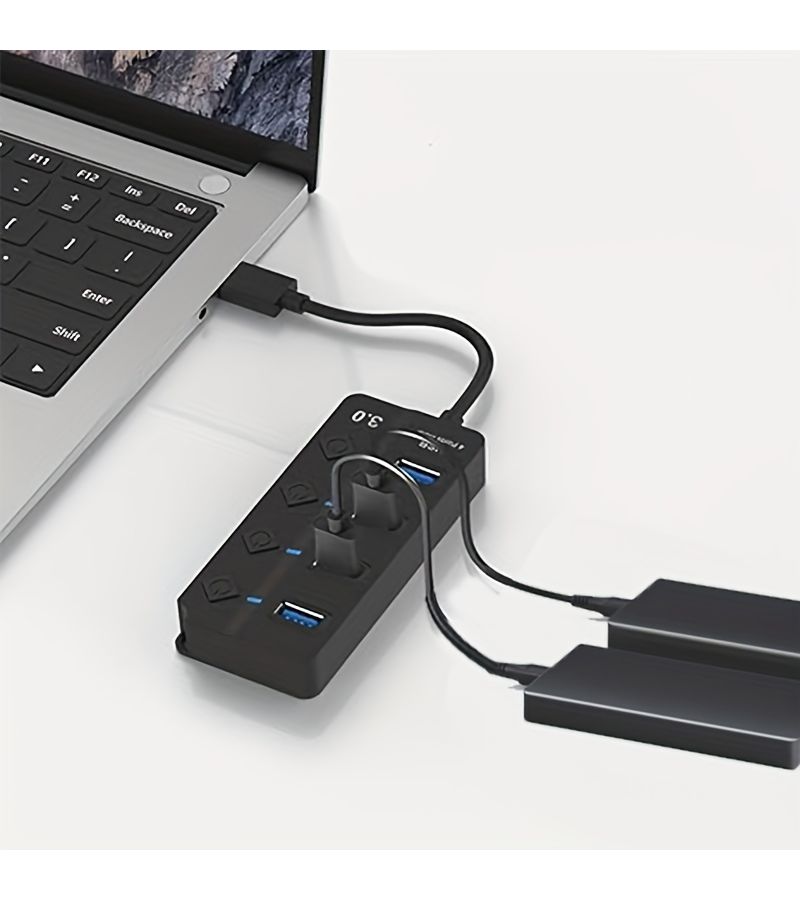 محطة توسعة USB مع 4 منافذ USB 3.0 لتقسيمها لأجهزة الكمبيوتر المحمولة والمكتبية - Image 4
