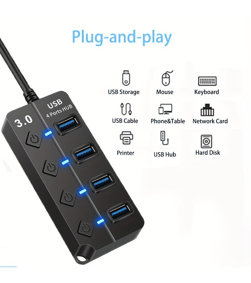 محطة توسعة USB مع 4 منافذ USB 3.0 لتقسيمها لأجهزة الكمبيوتر المحمولة والمكتبية - Image 5