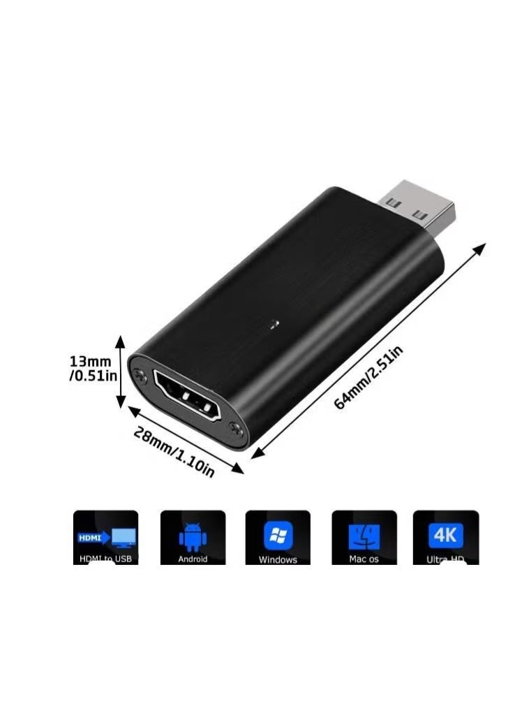 English: 4K HDMI to USB 2.0 Video Capture Card, HDMI to USB Adapter for Streaming, Live Broadcasting, Video Conferencing, and Gaming - Image 4