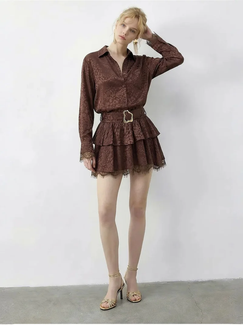 بيانكو لوتشي LUCCI Leopard Print Shirt Dress with Belt