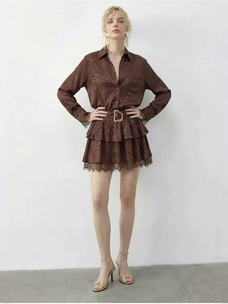 بيانكو لوتشي LUCCI Leopard Print Shirt Dress with Belt