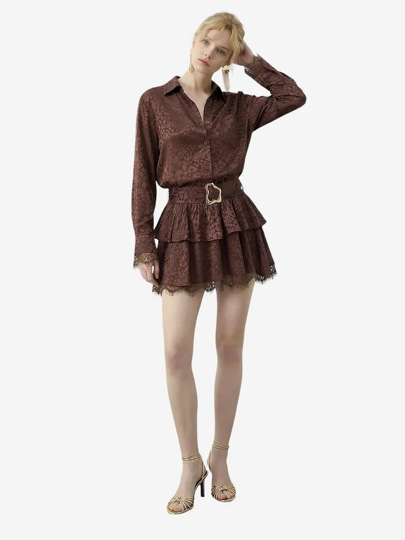 Bianco Lucci LUCCI Leopard Print Shirt Dress with Belt