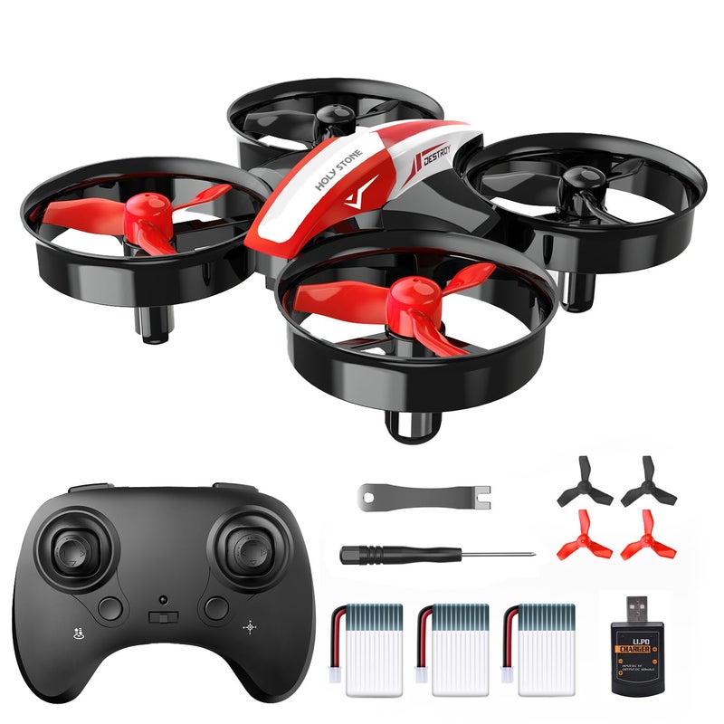 Holy Stone Mini Drone for Kids and Beginners RC Nano Quadcopter Indoor Small Helicopter Plane with Auto Hovering 3D Flips Headless Mode and 3 Batteries Great Gift Toy for Boys and Girls HS210 Red - Image 2