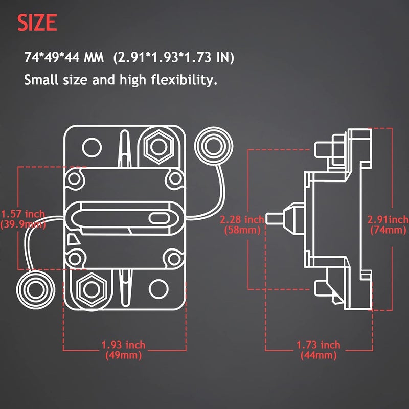 Hamolar 3 Pack 250A Circuit Breaker Manual Reset Fuse Holder for Car Audio and Amps Protection 12V-48V DC - Image 5
