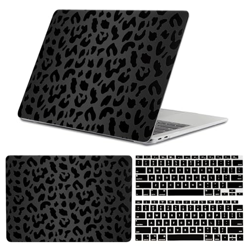 GABraden Compatible with MacBook Air 13 inch Case,2020 2019 2018 Release,(A2337 M1 A2179 A1932),with Touch ID and 2 Pack Keyboard Protectors,Laptop Plastic Hard Shell（Black Leopard Cheetah Pattern） - Image 1