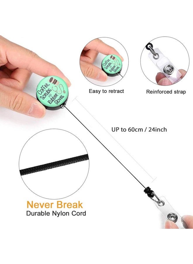 HASFINE Coffee Scrubs And Rubber Gloves Retractable Badge Holder Nurse Badge Reels With Alligator Clip 24 Inches Durable Nylon Cord - Image 5