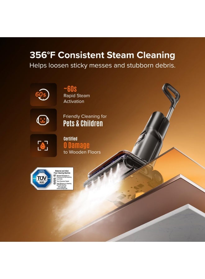 roborock F25 Steam Wet Dry Vacuum Mop Combo, 356°F Steam Cordless Vacuum Cleaner, 25000 Pa Suction for Hard Floor, 203°F Self-Cleaning Electric Mop, 80 Min Long Runtime for Whole-House Cleaning - Image 2
