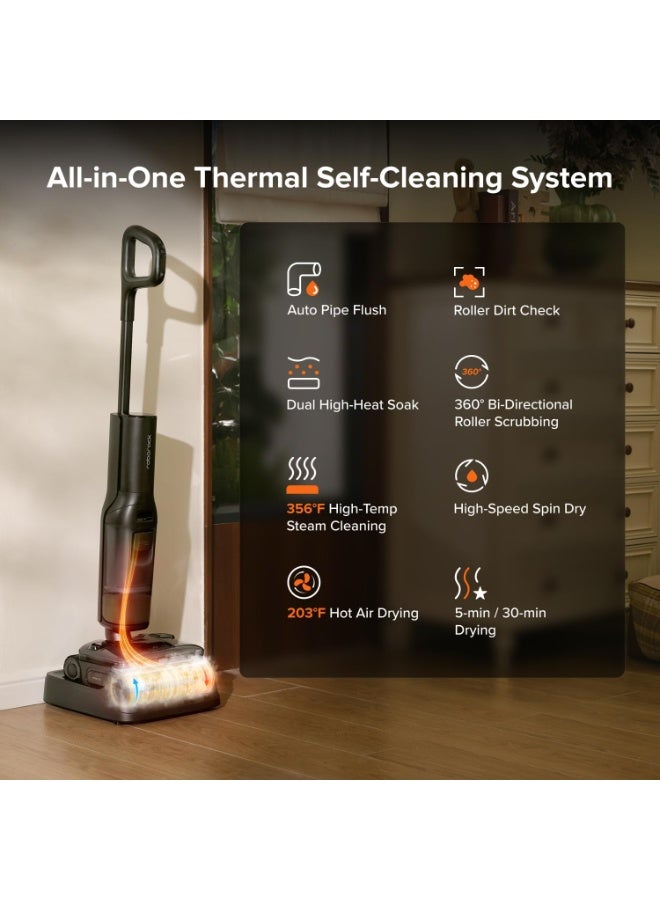 roborock F25 Steam Wet Dry Vacuum Mop Combo, 356°F Steam Cordless Vacuum Cleaner, 25000 Pa Suction for Hard Floor, 203°F Self-Cleaning Electric Mop, 80 Min Long Runtime for Whole-House Cleaning - Image 4
