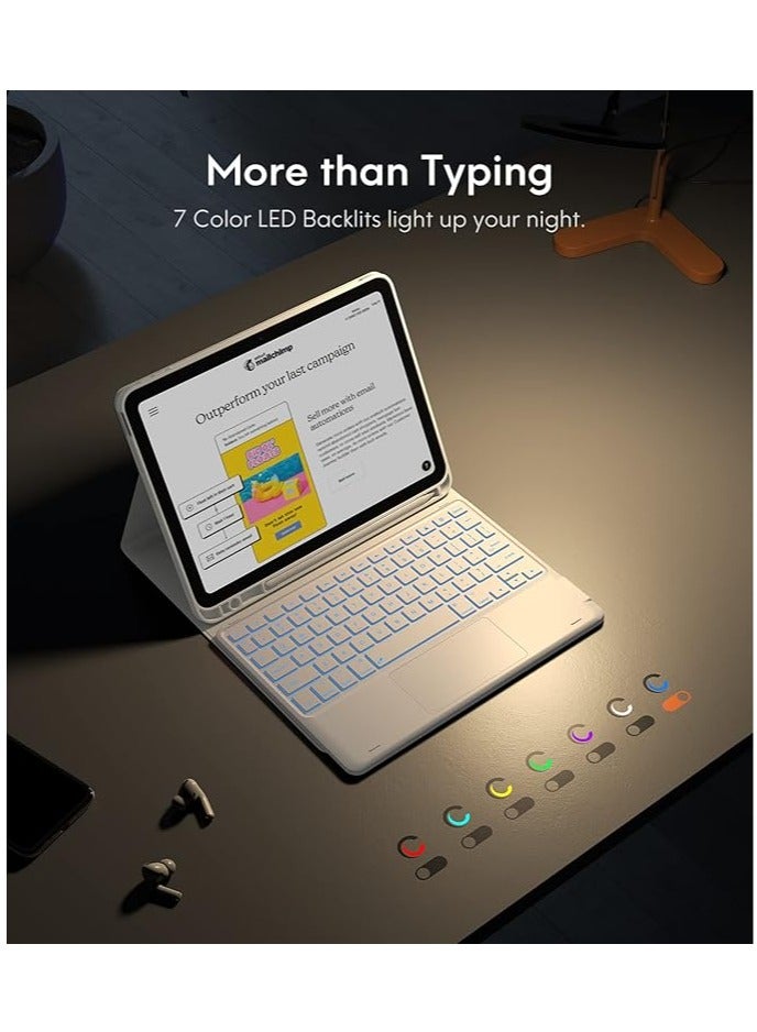 CHESONA for iPad 10th Generation keyboard Case with Arabic and English Keyboard, 3 Color Backlight, Multi-Touch Trackpad, Flip Stand Case with Pencil Holder, 2 Bluetooth Channels for iPad 10th 10.9 - Image 4