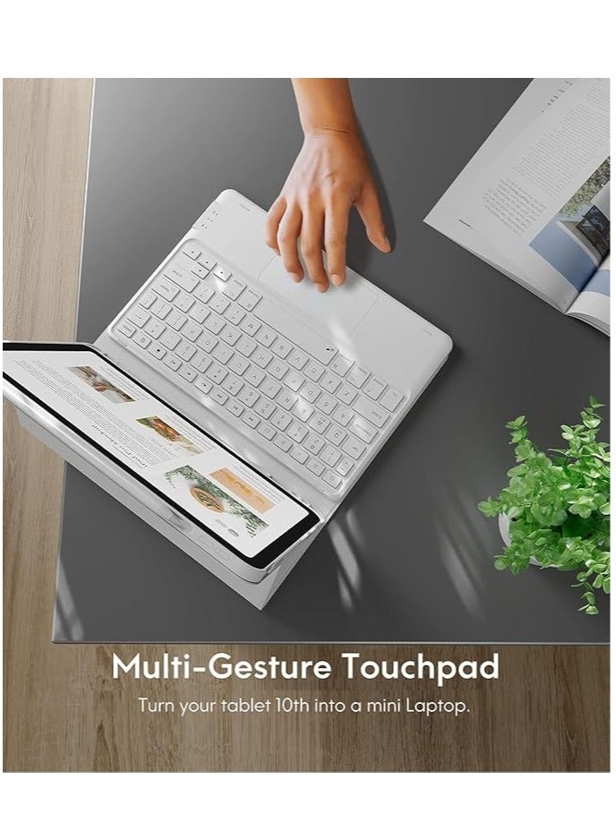 CHESONA for iPad 10th Generation keyboard Case with Arabic and English Keyboard, 3 Color Backlight, Multi-Touch Trackpad, Flip Stand Case with Pencil Holder, 2 Bluetooth Channels for iPad 10th 10.9 - Image 3