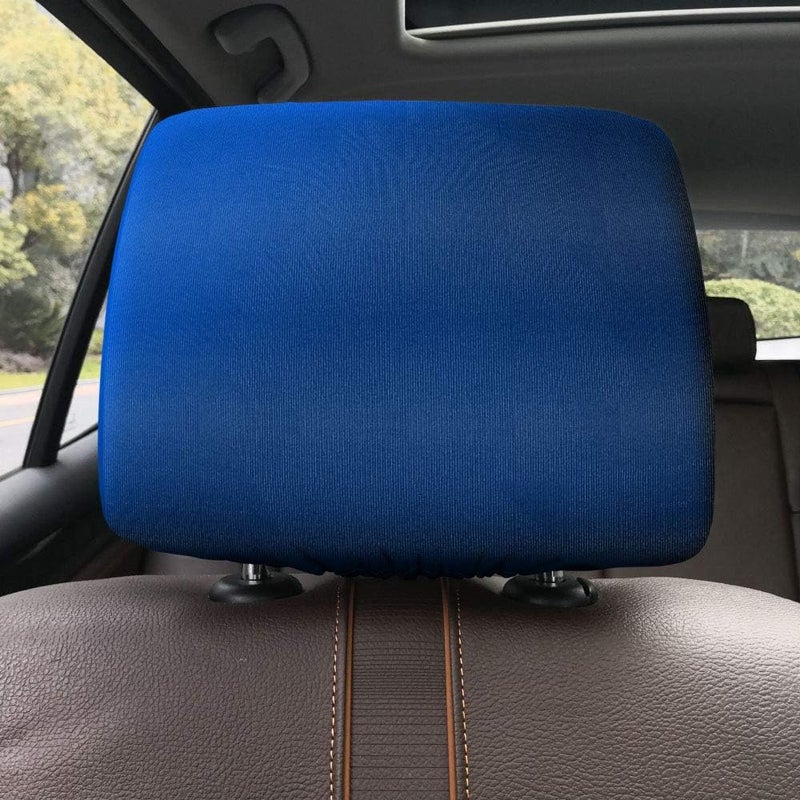 WIRESTER Set of 4 Car Seat Head Rest Cover, Protective Fabric Design Cover Decoration for All Cars - Solid Color, Cute Pattern Design - Image 3