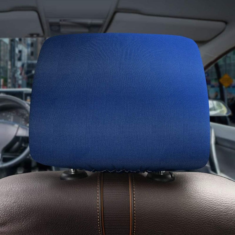 WIRESTER Set of 4 Car Seat Head Rest Cover, Protective Fabric Design Cover Decoration for All Cars - Solid Color, Cute Pattern Design - Image 4
