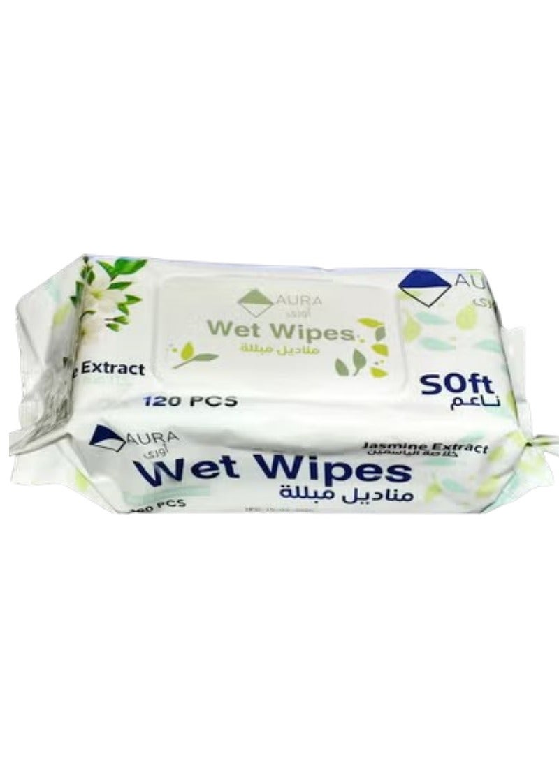 AURA 120 count Pure Rose Water Baby Wipes, Cleanse, Moisturize, Refresh, Hypoallergenic,