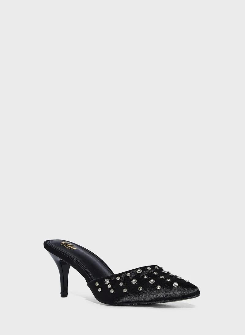 Ella Limited Edition Clear Stone Detail Slip On Pump